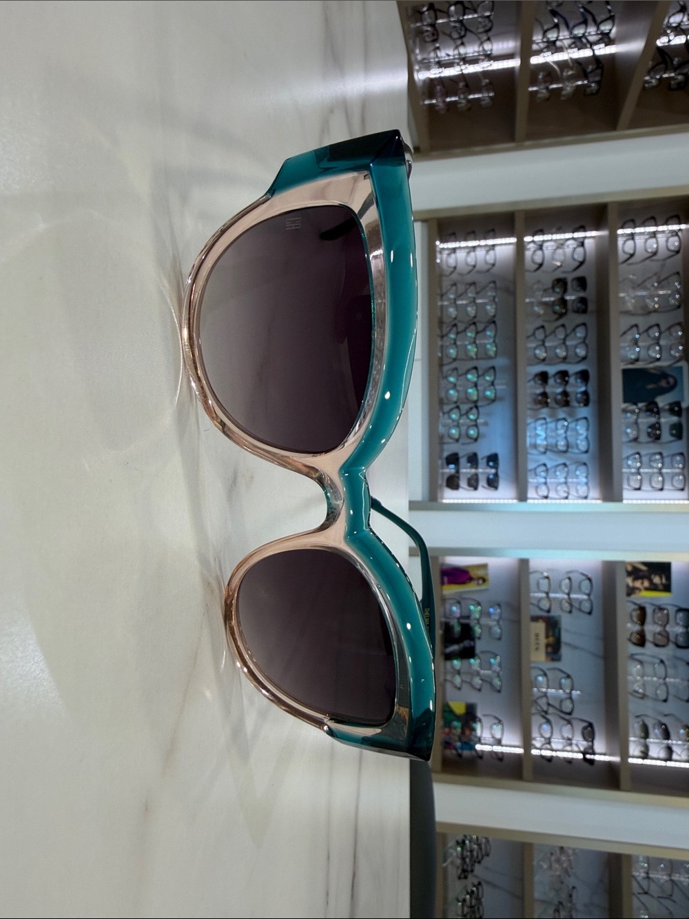 Caroline Abram Thelma Women’s Teal and peach Colorblock Sunglasses